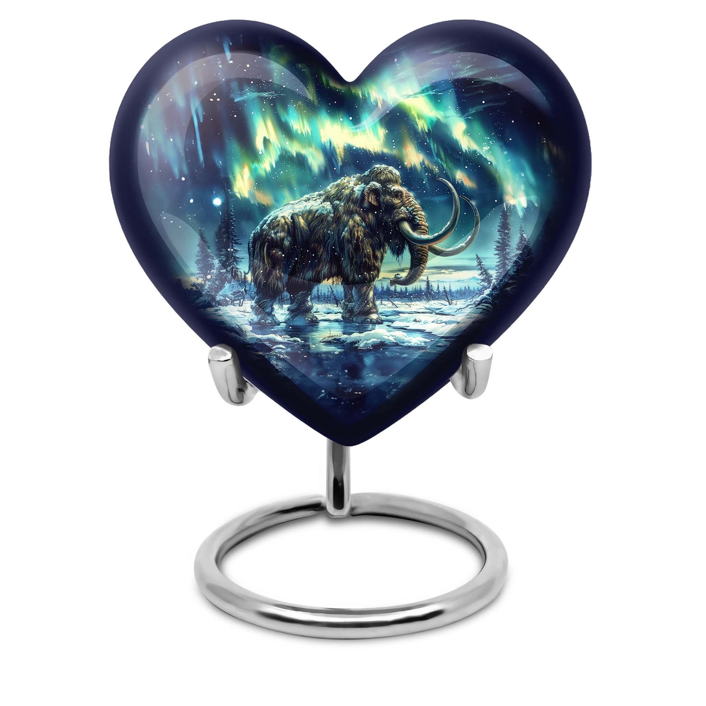 10-inch mammoth heart urn with wolf howling 
