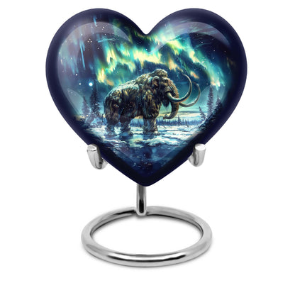 10-inch mammoth heart urn with wolf howling 