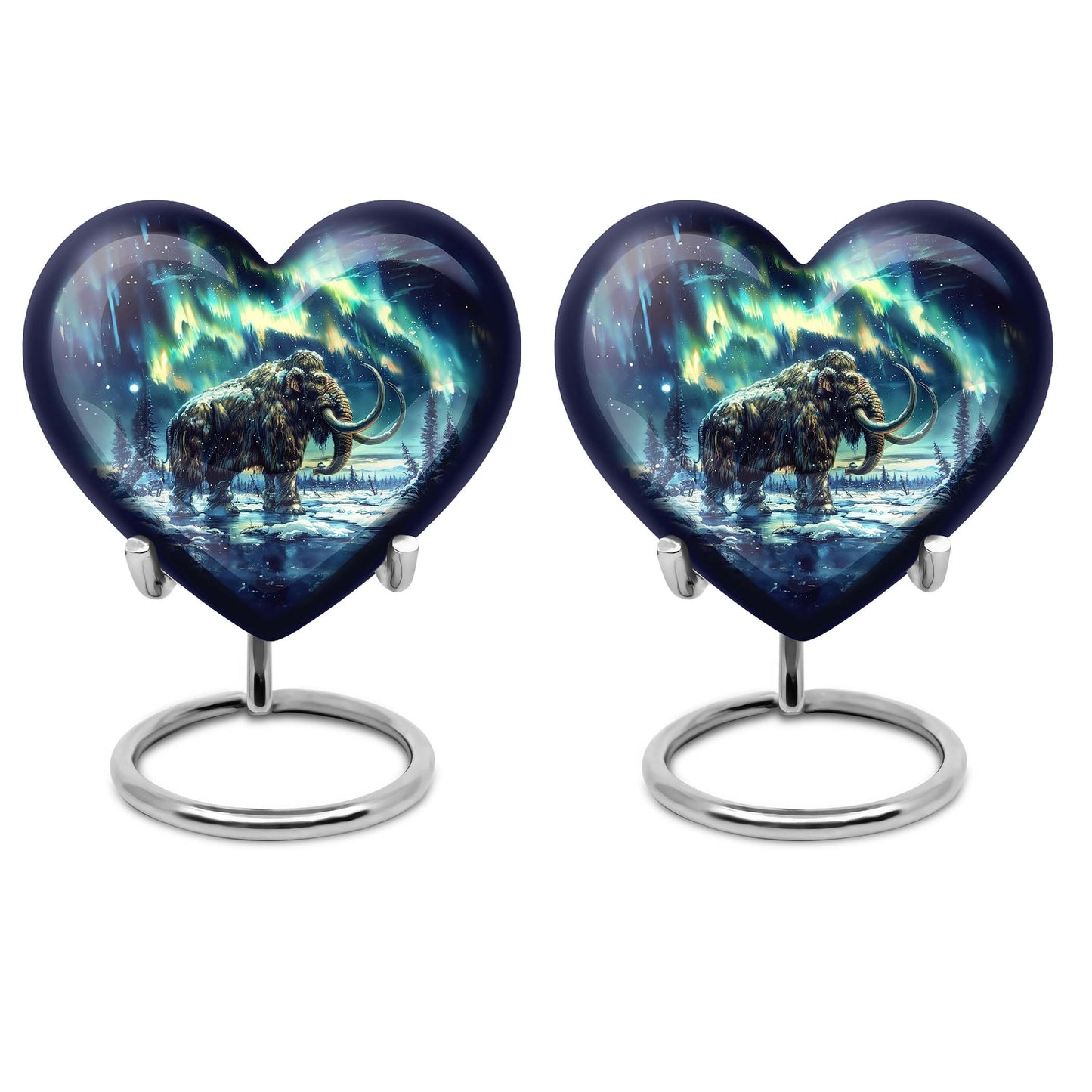 10-inch mammoth heart urn with wolf howling 