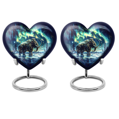 10-inch mammoth heart urn with wolf howling 
