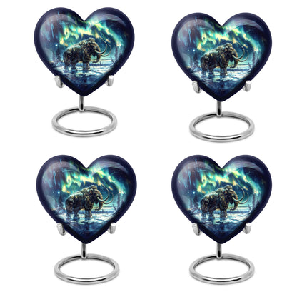 10-inch mammoth heart urn with wolf howling 