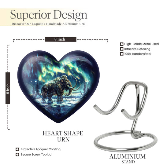10-inch mammoth heart urn with wolf howling 