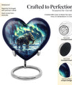 10-inch mammoth heart urn with wolf howling 