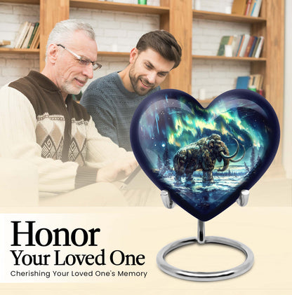 10-inch mammoth heart urn with wolf howling 