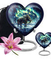 10-inch mammoth heart urn with wolf howling 
