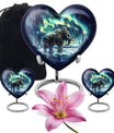 10-inch mammoth heart urn with wolf howling 