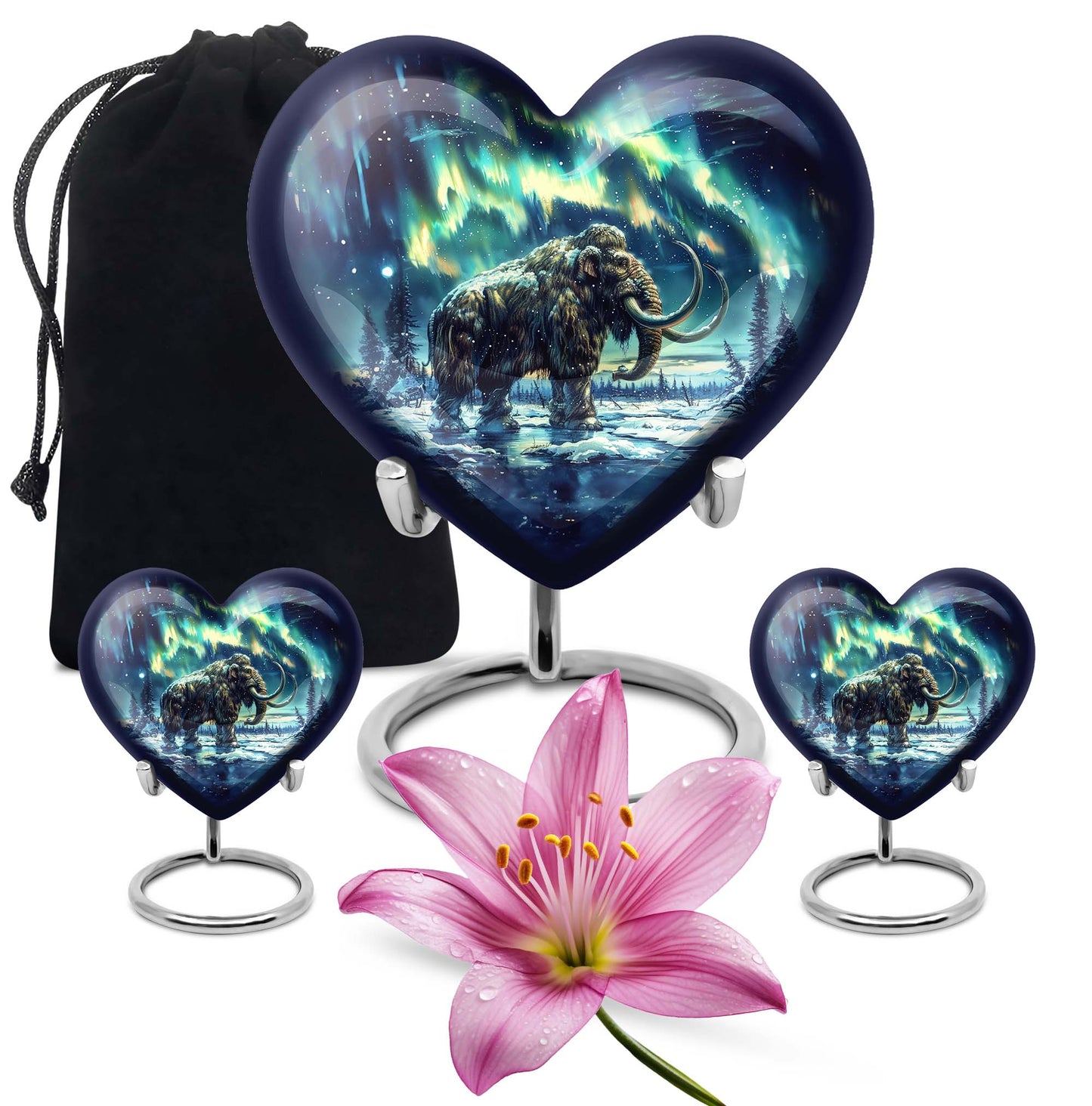 10-inch mammoth heart urn with wolf howling 
