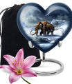 10-inch heart-shaped Mammoth Urn, an aluminium funeral ash urn with flower design