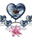 10-inch heart-shaped Mammoth Urn, an aluminium funeral ash urn with flower design