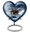 10-inch heart-shaped Mammoth Urn, an aluminium funeral ash urn with flower design