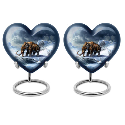 10-inch heart-shaped Mammoth Urn, an aluminium funeral ash urn with flower design