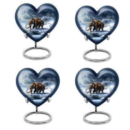 10-inch heart-shaped Mammoth Urn, an aluminium funeral ash urn with flower design