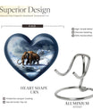 10-inch heart-shaped Mammoth Urn, an aluminium funeral ash urn with flower design