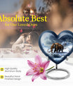 10-inch heart-shaped Mammoth Urn, an aluminium funeral ash urn with flower design