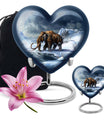 10-inch heart-shaped Mammoth Urn, an aluminium funeral ash urn with flower design
