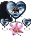 10-inch heart-shaped Mammoth Urn, an aluminium funeral ash urn with flower design