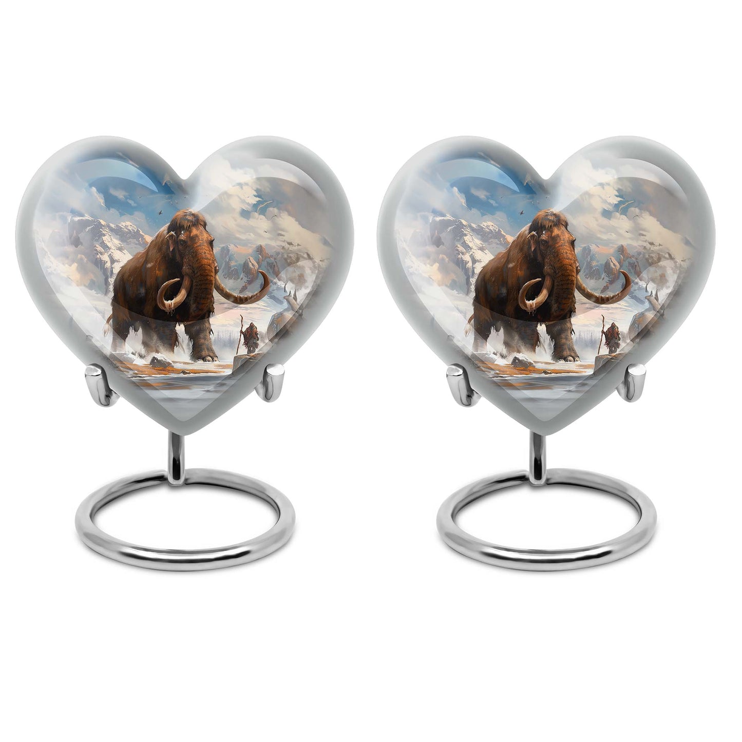 Heart-shaped mammoth Urn, floral design,