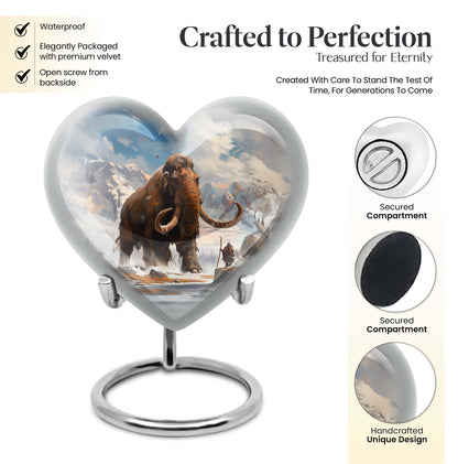 Heart-shaped mammoth Urn, floral design,