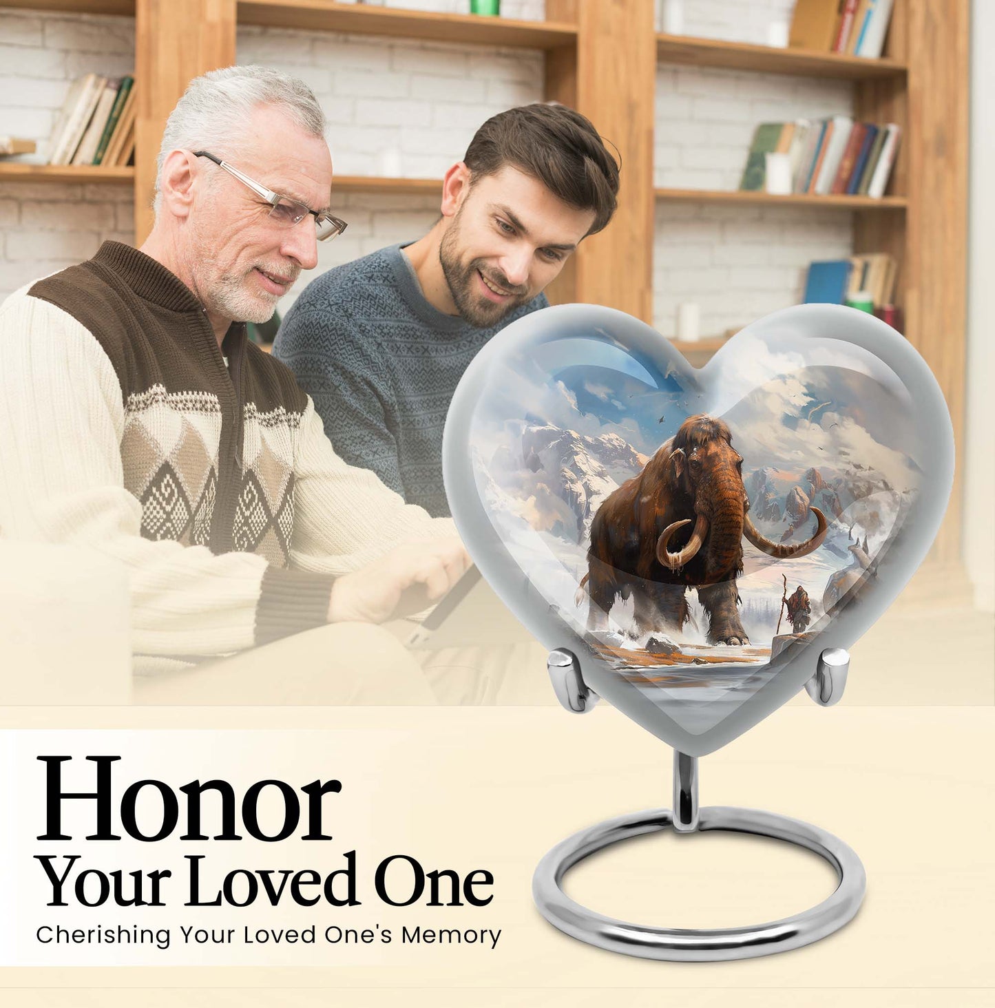 Heart-shaped mammoth Urn, floral design,