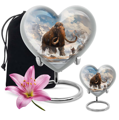 Heart-shaped mammoth Urn, floral design,