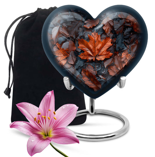 10-inch mapple leaf heart cremation urn 
