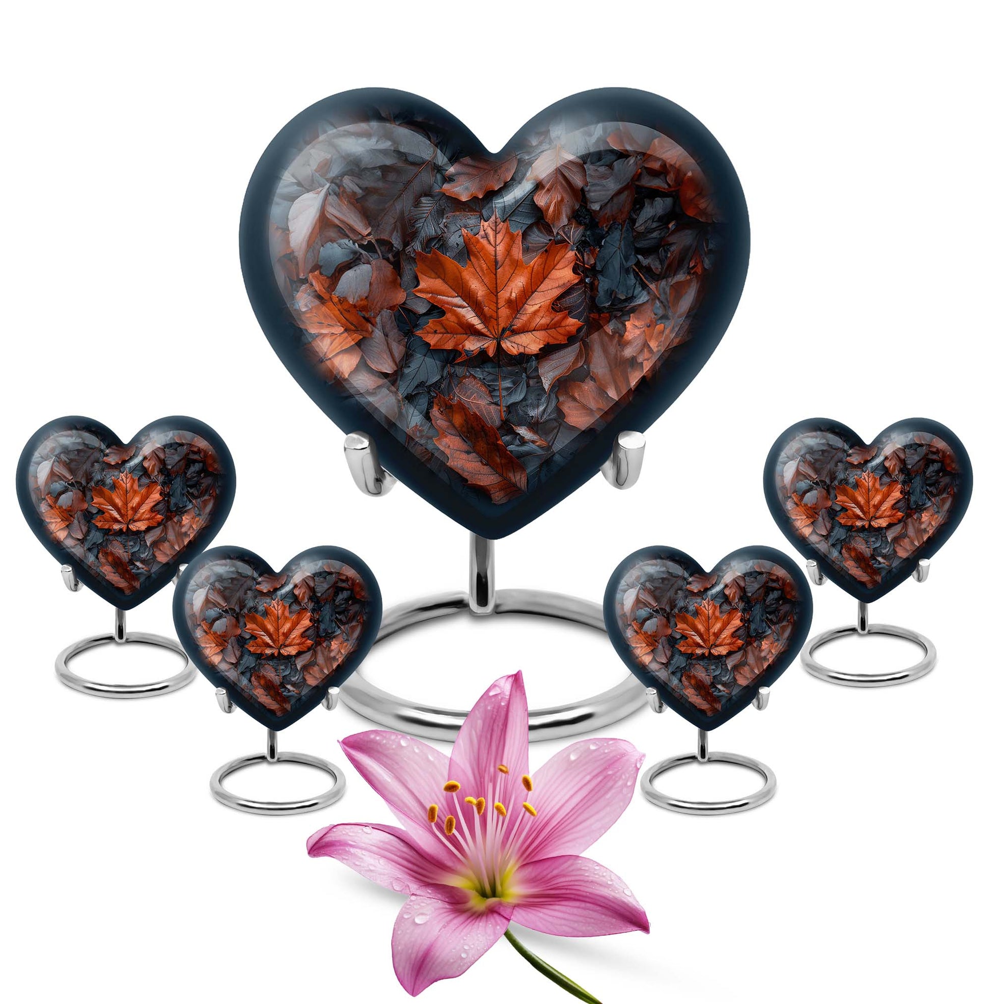 10-inch mapple leaf heart cremation urn 