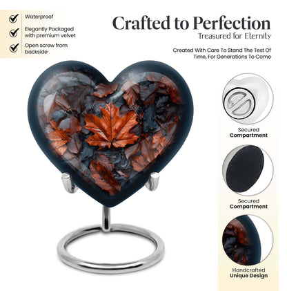 10-inch mapple leaf heart cremation urn 