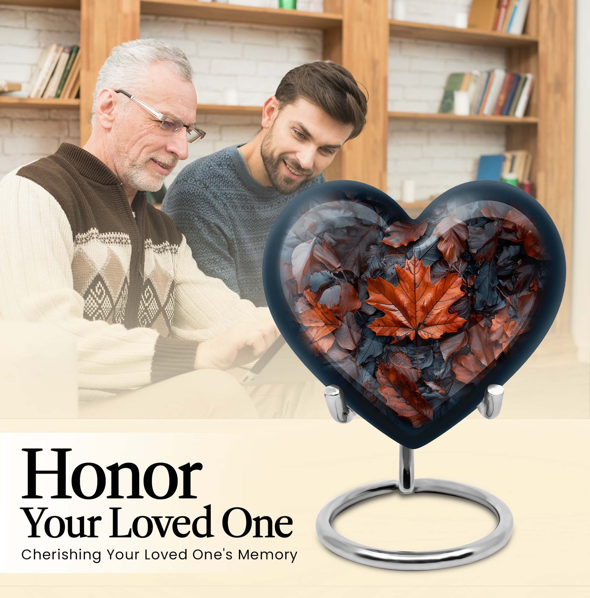 10-inch mapple leaf heart cremation urn 