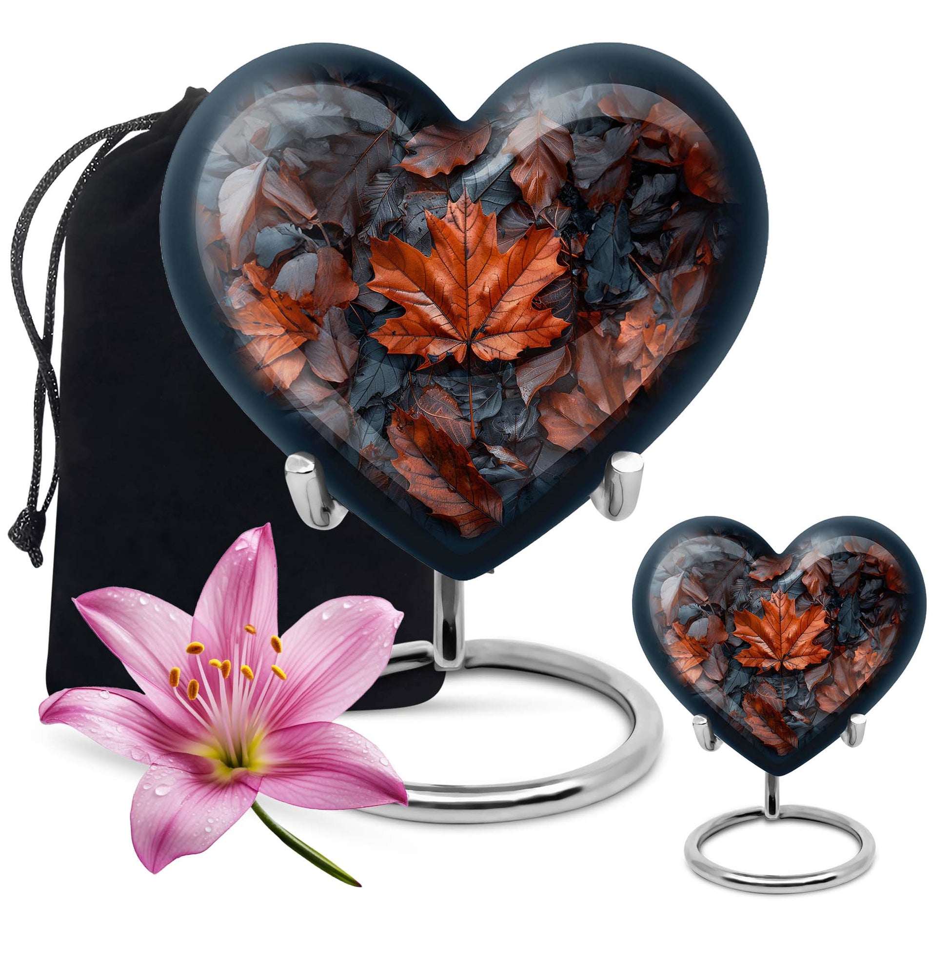 10-inch mapple leaf heart cremation urn 