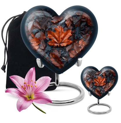 10-inch mapple leaf heart cremation urn 