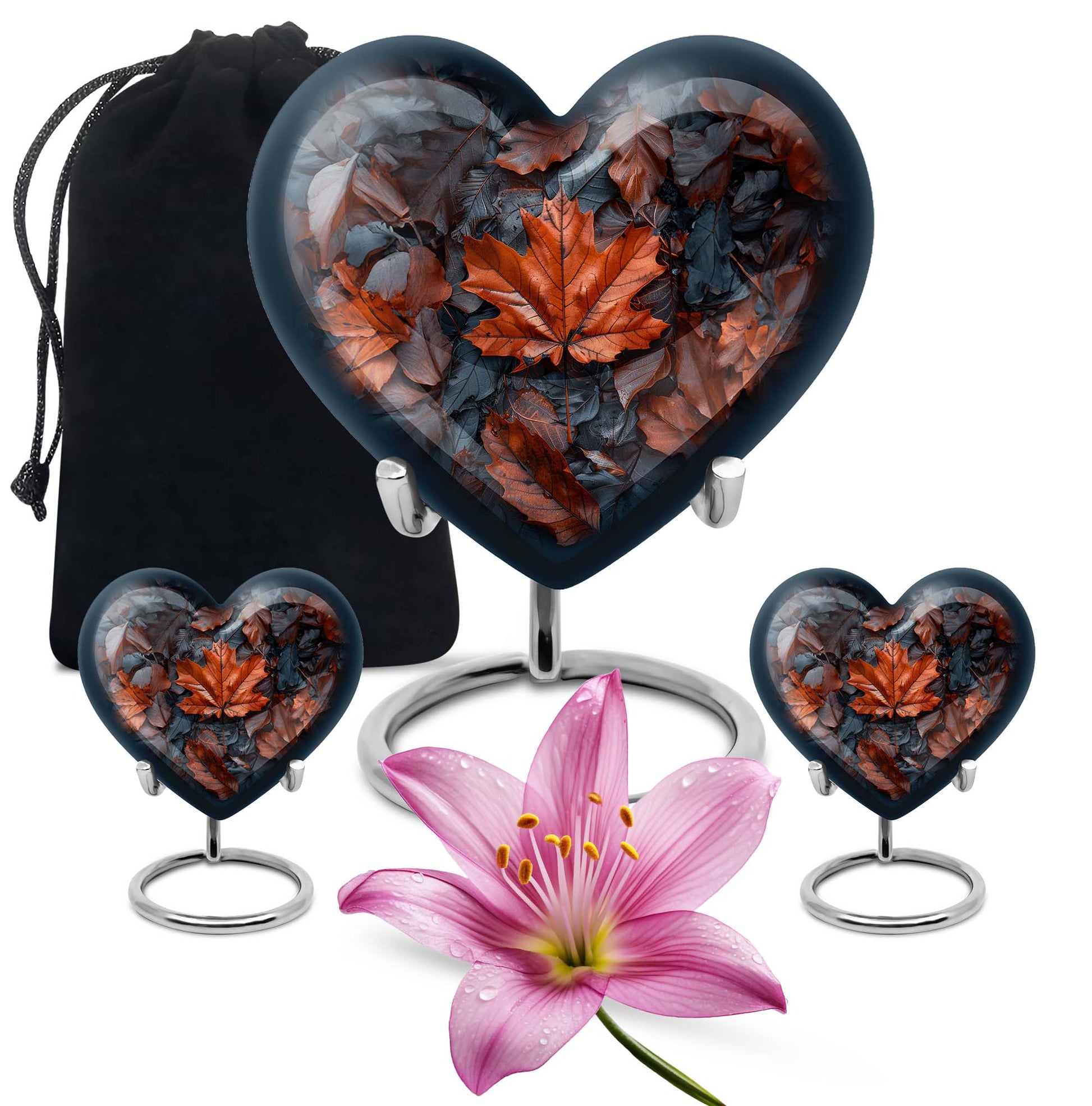 10-inch mapple leaf heart cremation urn 