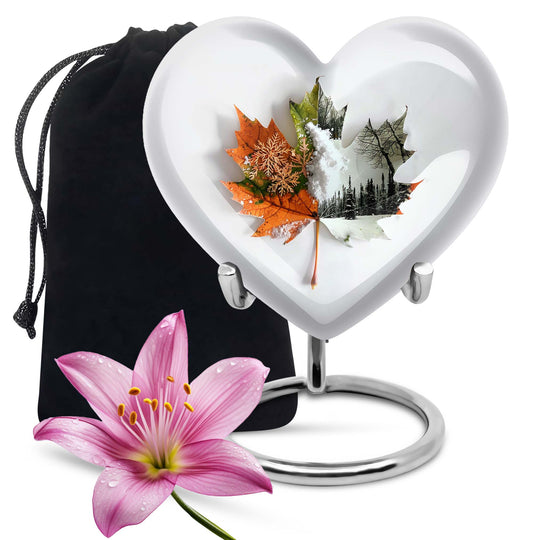 heart-shaped mapple leaf urn for cremation
