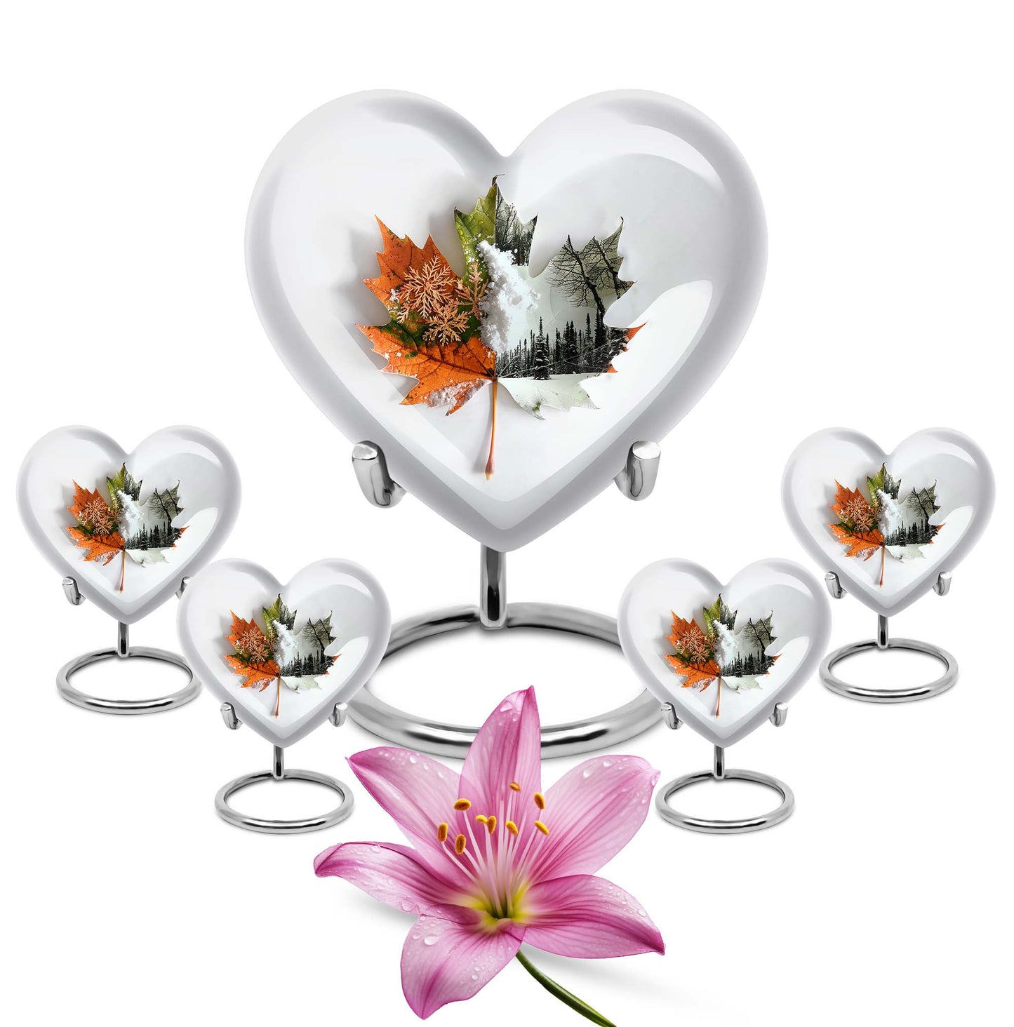 heart-shaped mapple leaf urn for cremation