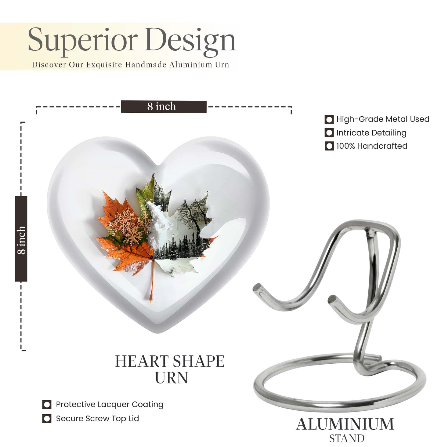 heart-shaped mapple leaf urn for cremation