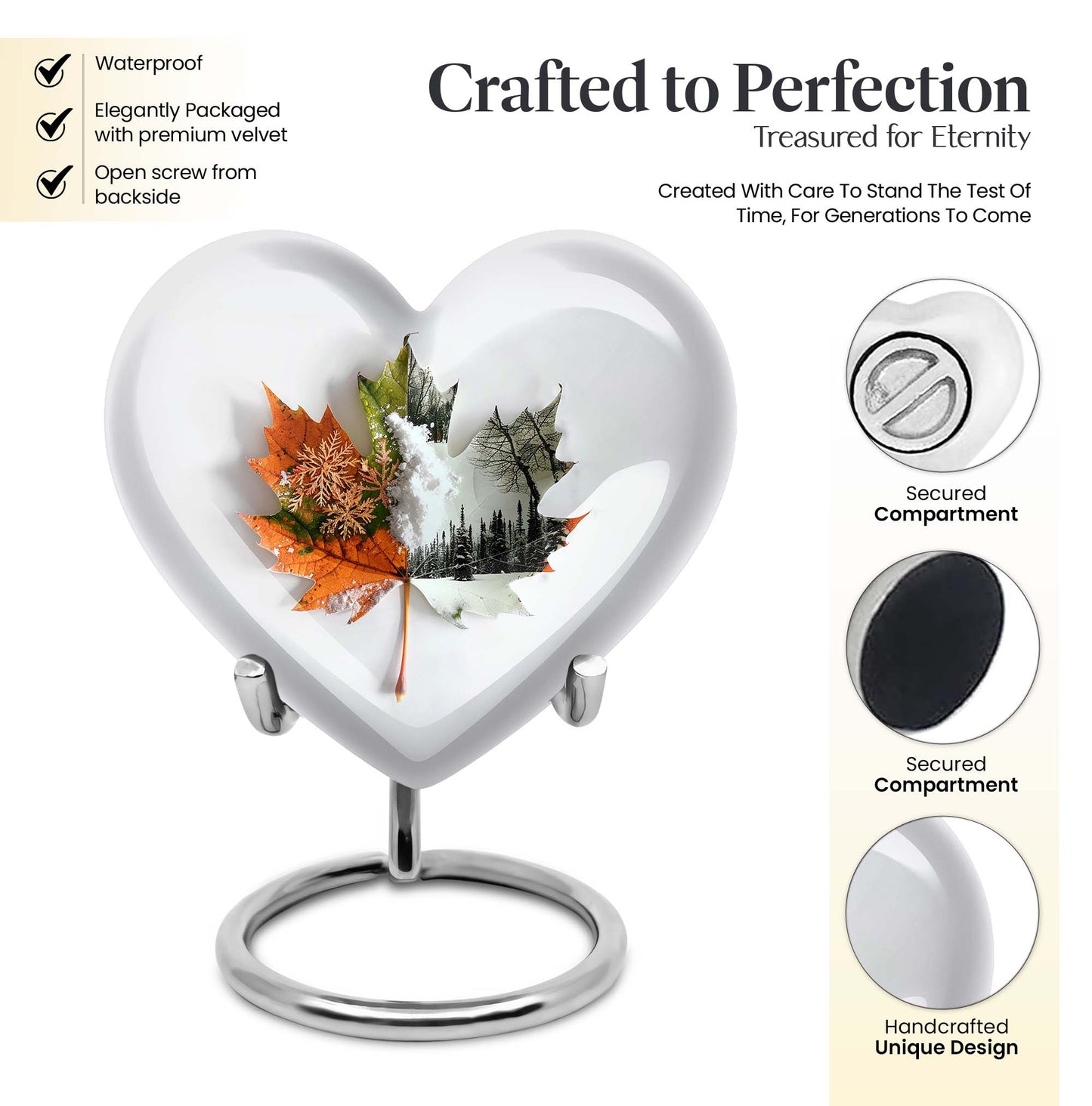 heart-shaped mapple leaf urn for cremation
