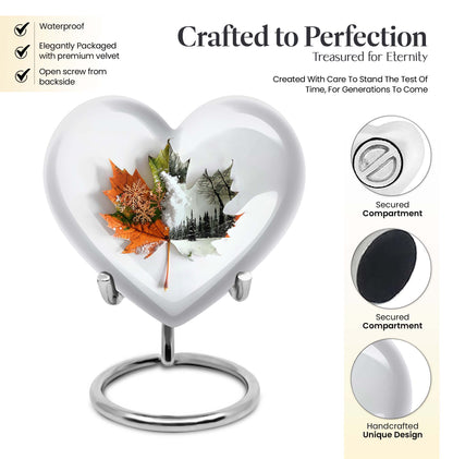 heart-shaped mapple leaf urn for cremation