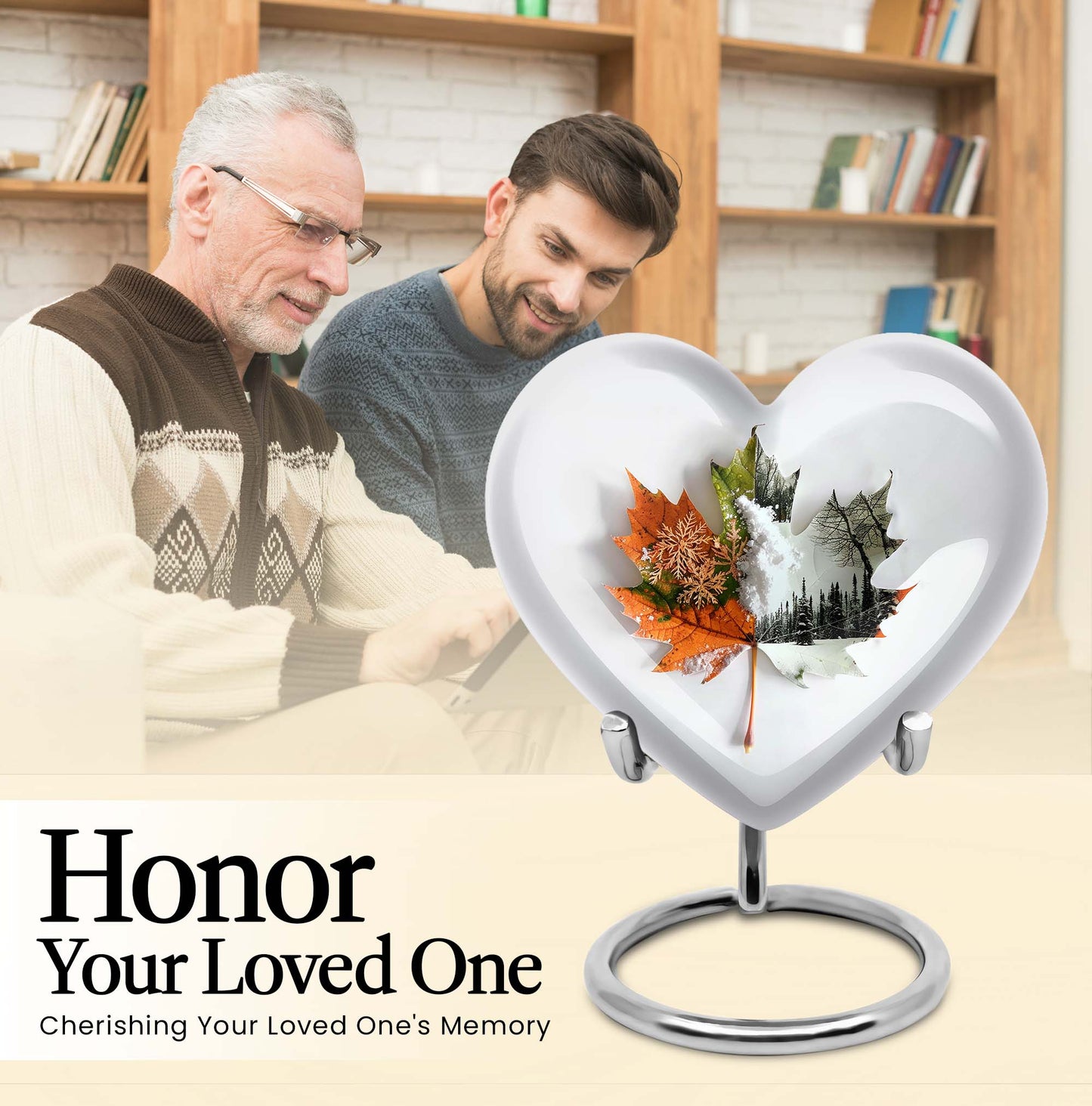 heart-shaped mapple leaf urn for cremation