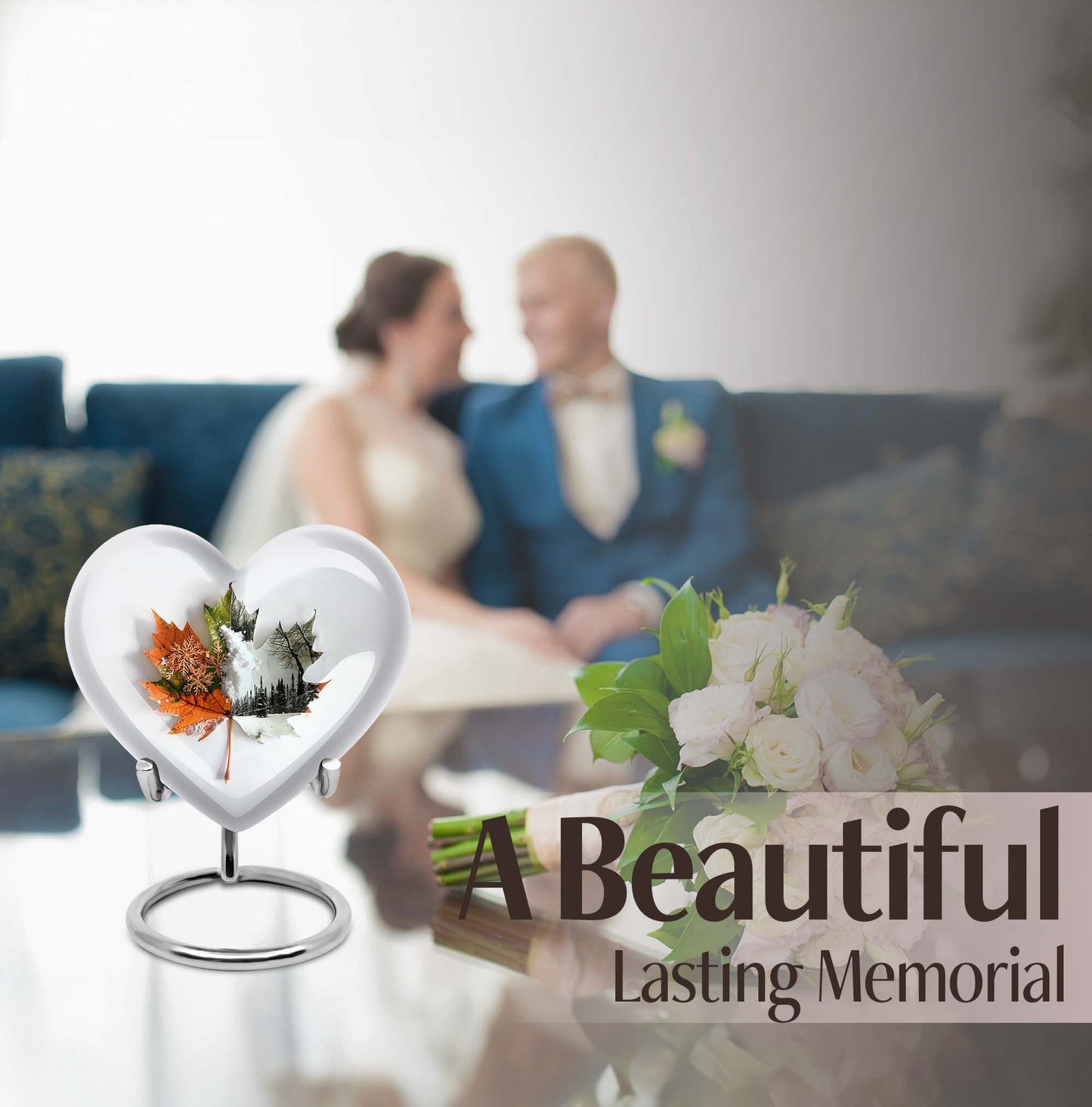 heart-shaped mapple leaf urn for cremation