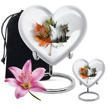 heart-shaped mapple leaf urn for cremation