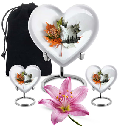 heart-shaped mapple leaf urn for cremation