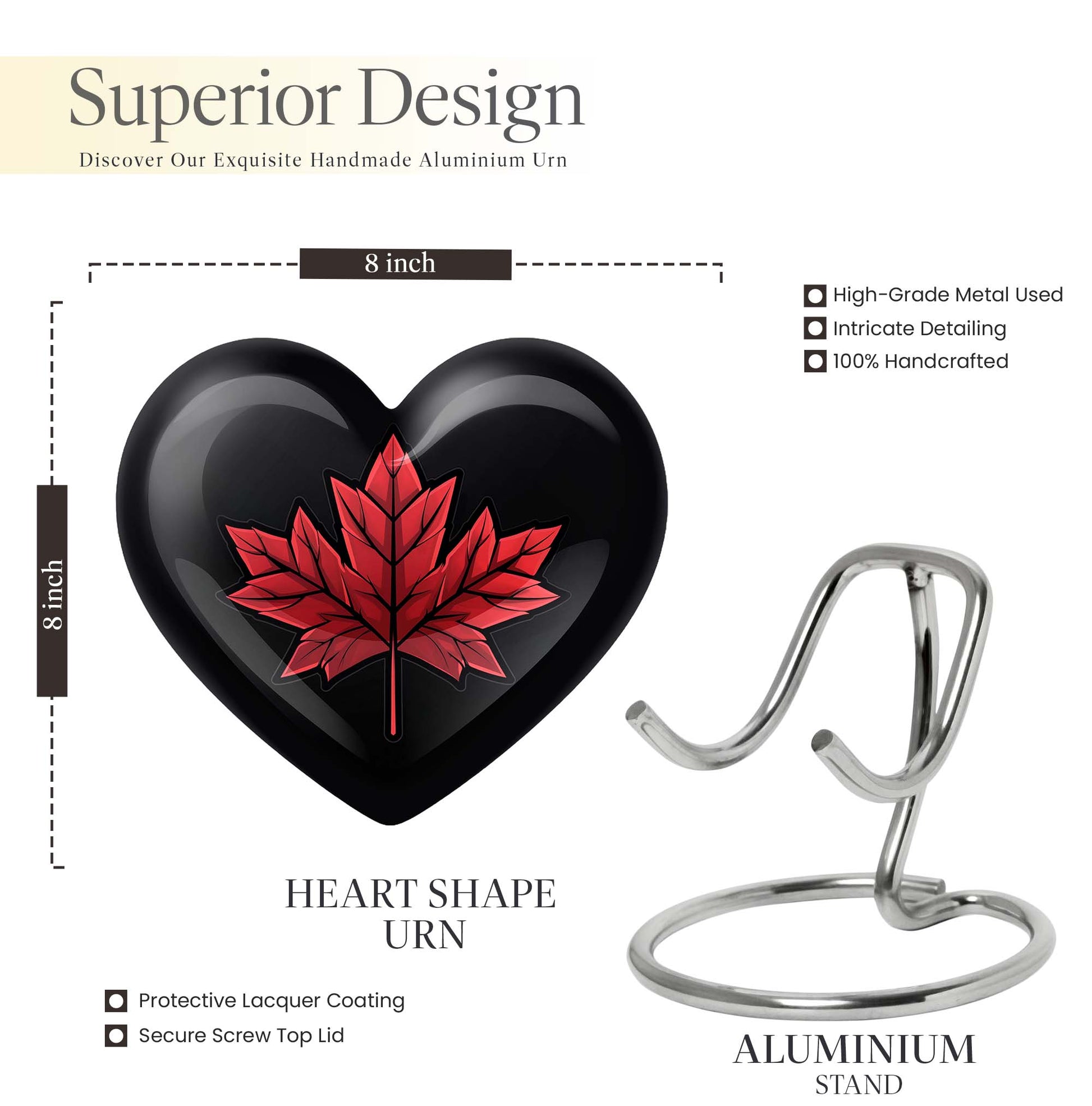 heart-shaped mapple leaf urn
