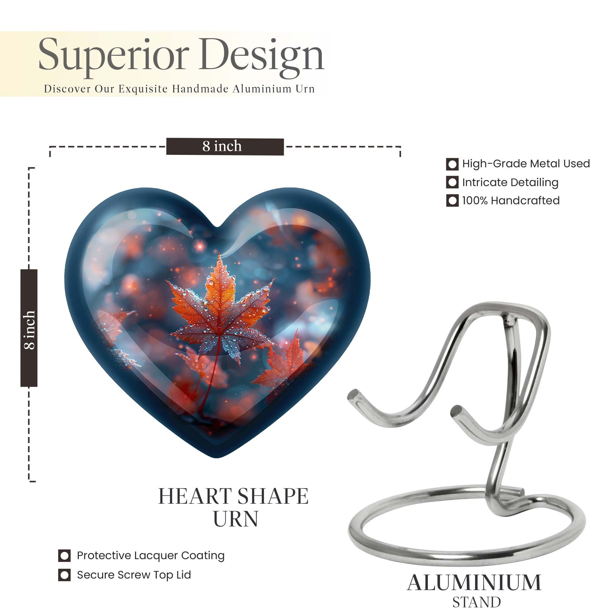 heart shaped mapple leaf urn