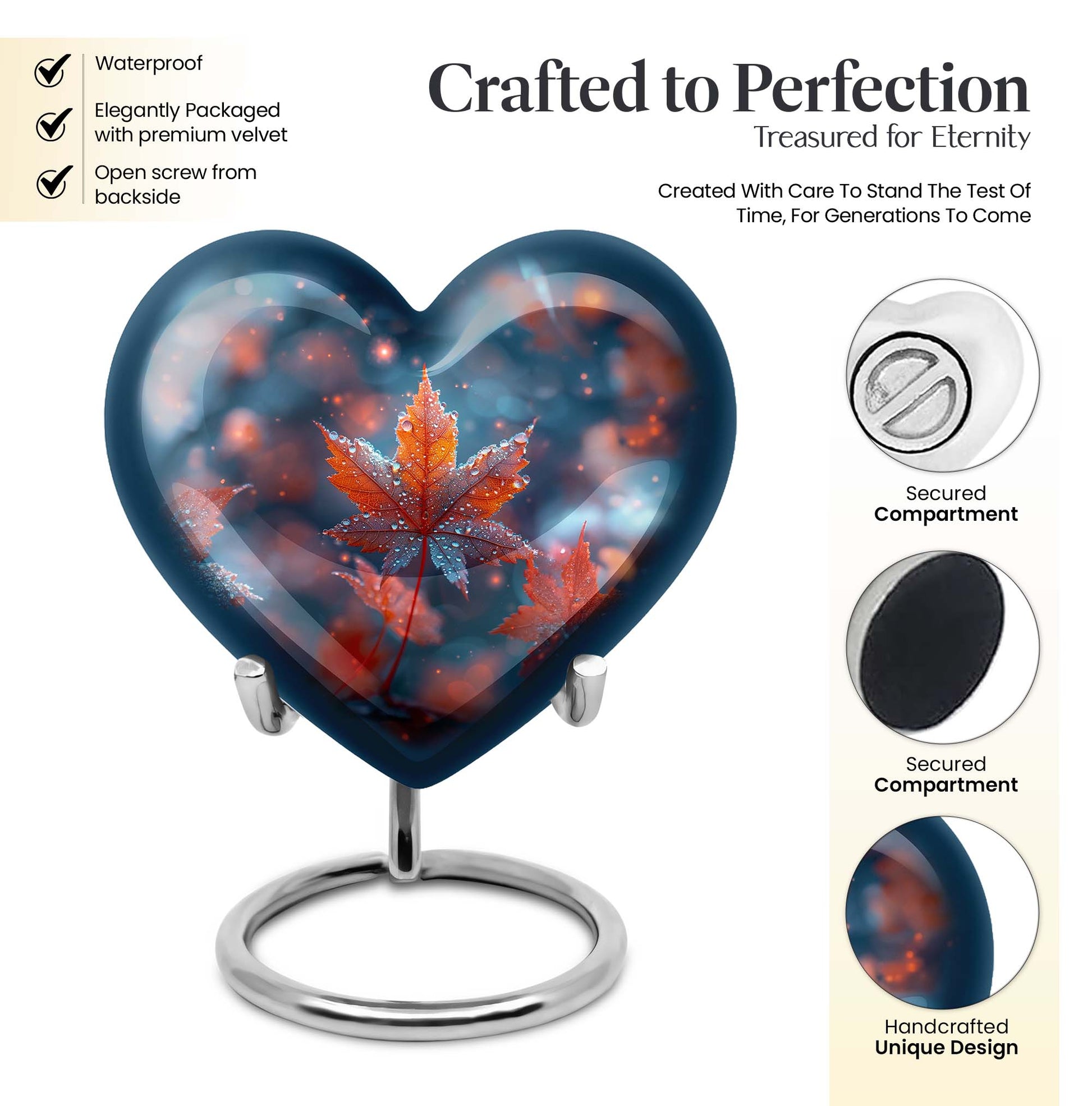 heart shaped mapple leaf urn