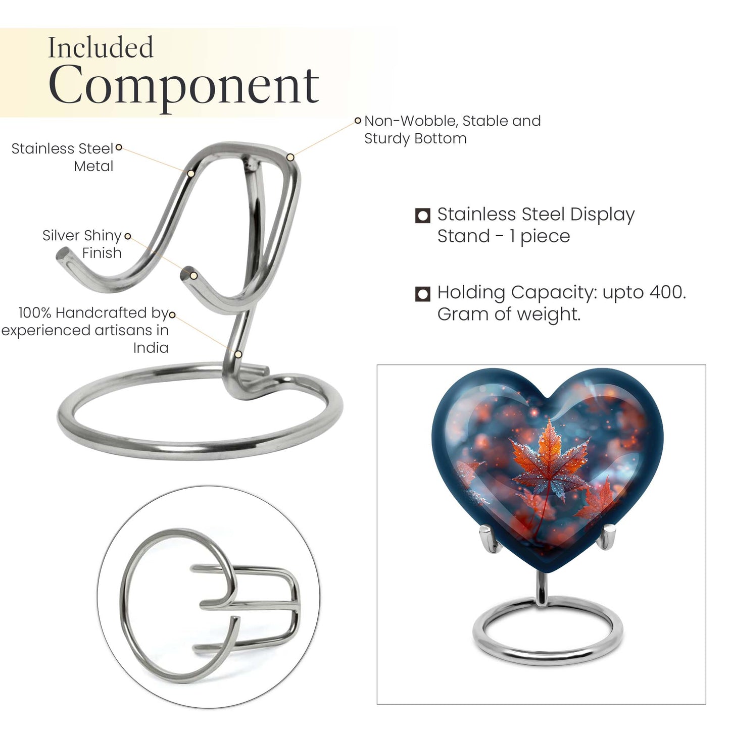 heart shaped mapple leaf urn
