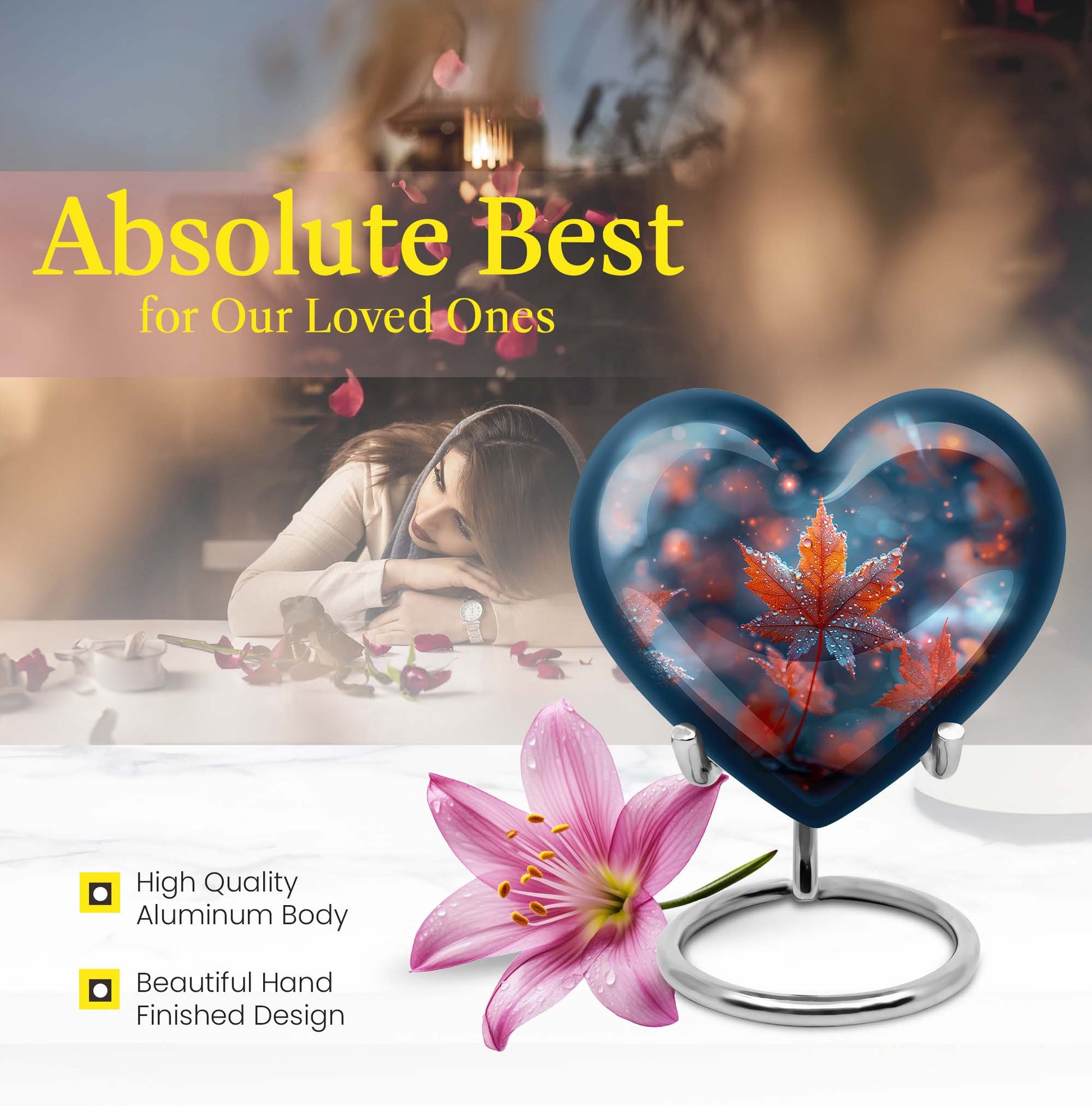 heart shaped mapple leaf urn