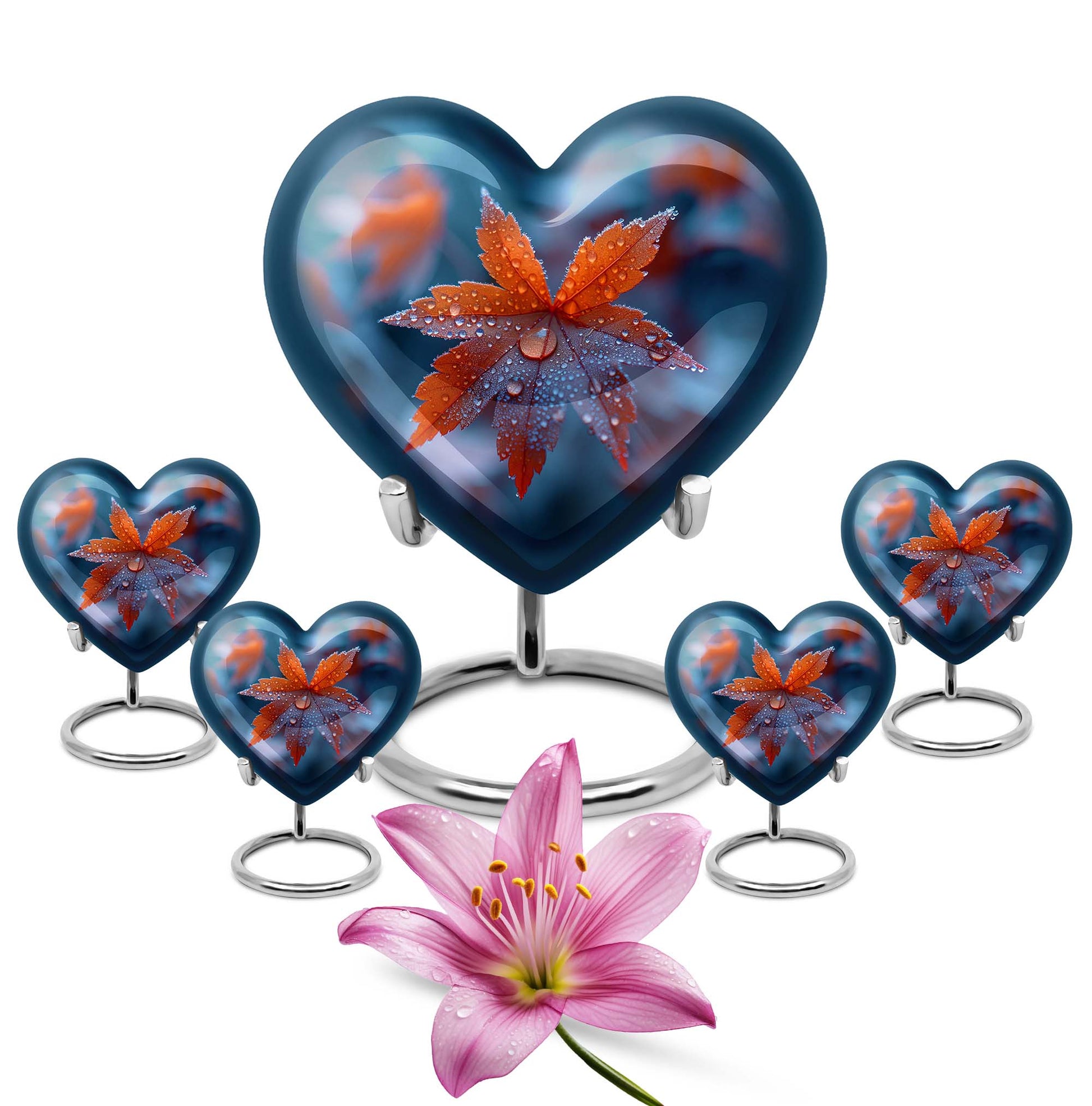 10-inch heart-shaped mapple leaf memorial urn for men, can be personalized