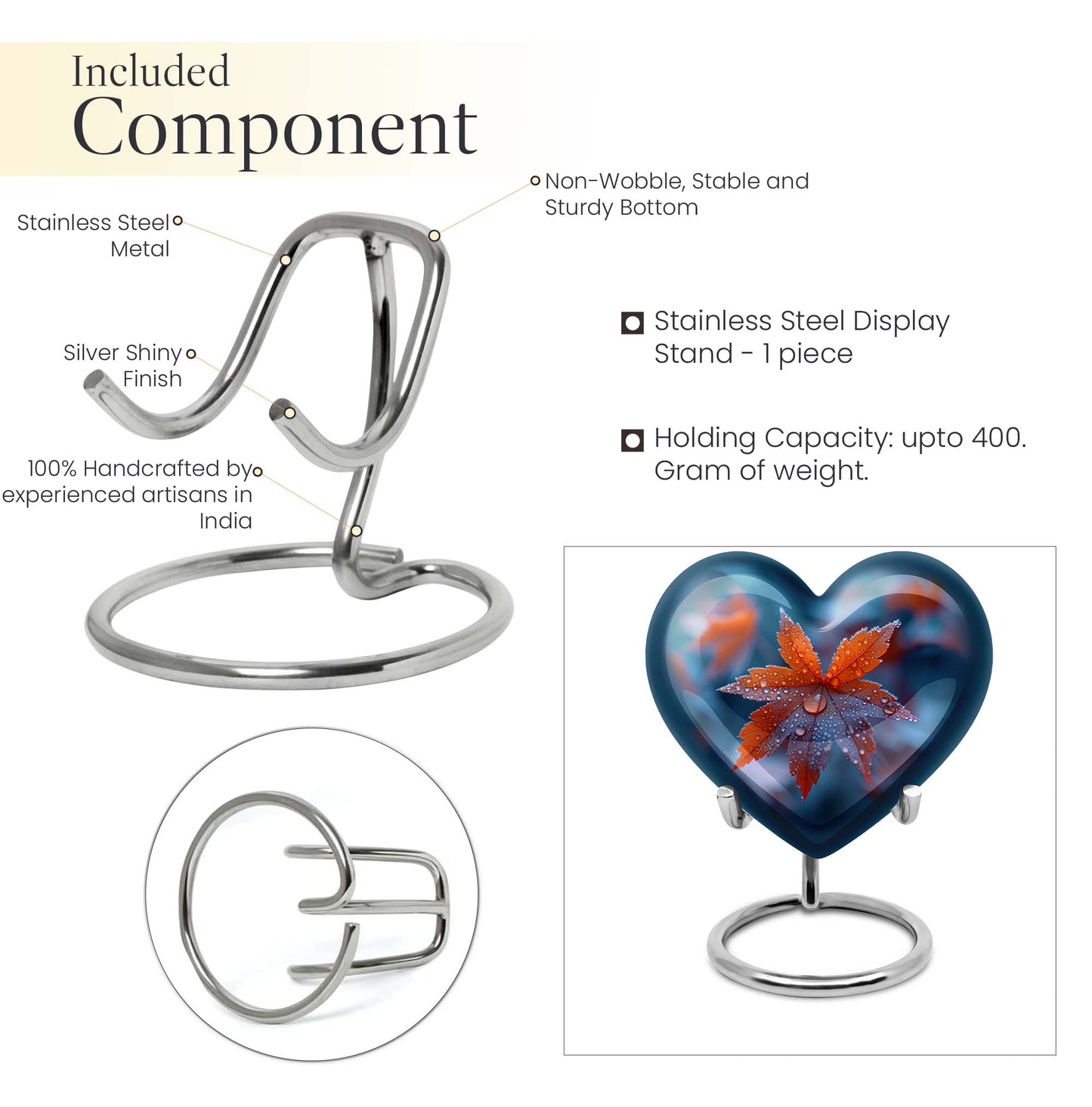 10-inch heart-shaped mapple leaf memorial urn for men, can be personalized