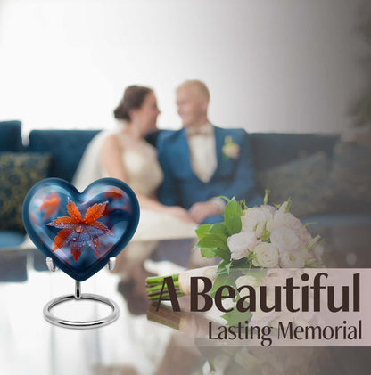 10-inch heart-shaped mapple leaf memorial urn for men, can be personalized