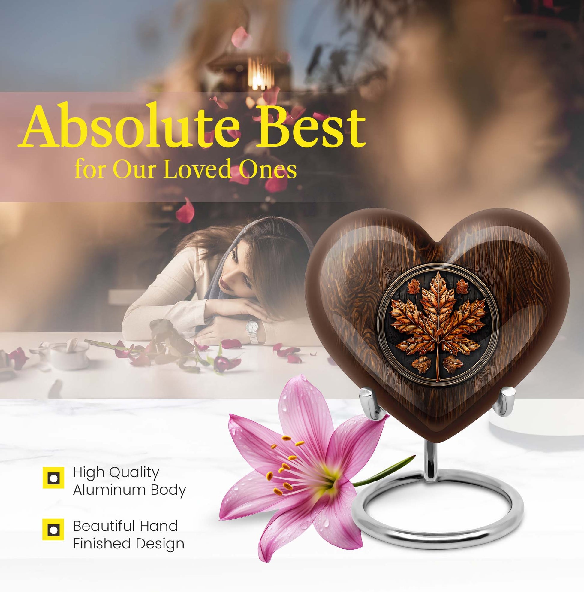 mapple leaf heart urn for men ashes
