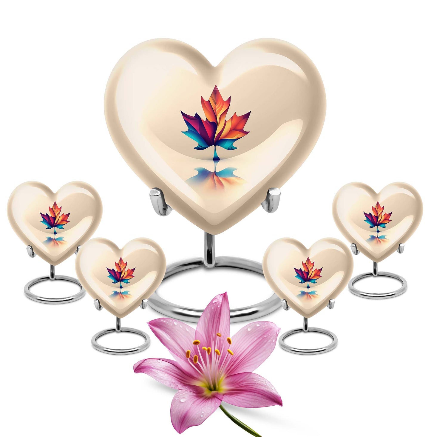 Mapple Leaf Theme Large Urn With 4 Keepsake Urn